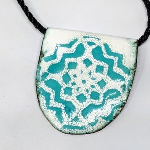 Enamel Pendant in White & Robin's Egg Blue